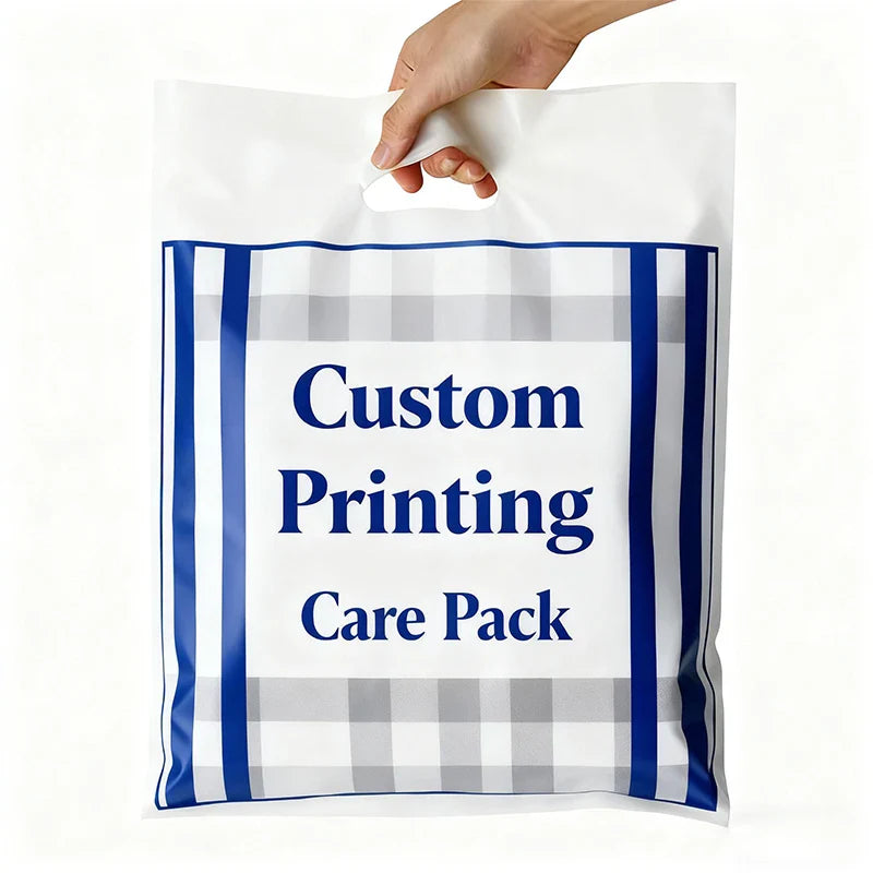 Wholesale Custom Plastic Shopping Bag With Logo Recyclable Bag Die Cut Handle Groceries Business Promotion Shopping Bags