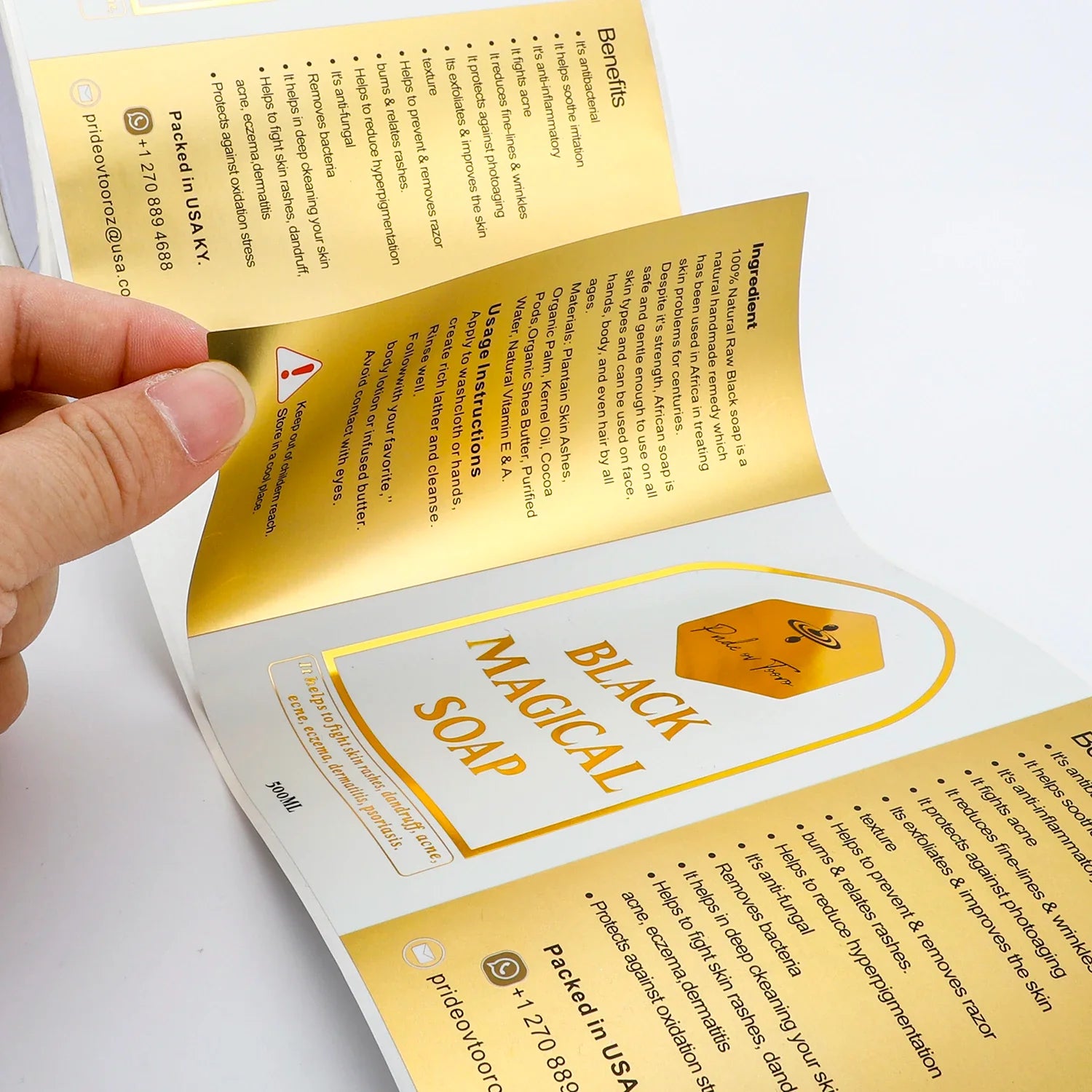 Custom Cosmetics Label Metallic Gold Foil Logo Sticker Men Skincare Shampoo Bottle Cream Jar Digital Printing Packaging Labels