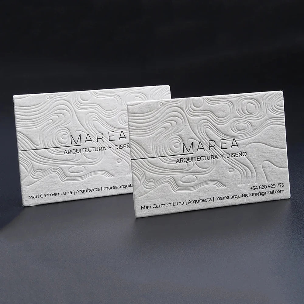 Custom Luxury Embossed Foiling Logo Black Textured Paper Cotton Business Card Gold Stamping Business Thank You Card