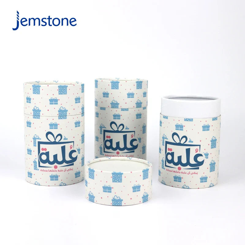 Eco-Friendly Custom logo Food Grade White Kraft Cardboard Tea Coffee Cylinder Box Packaging Cosmetic Perfume Paper Tube