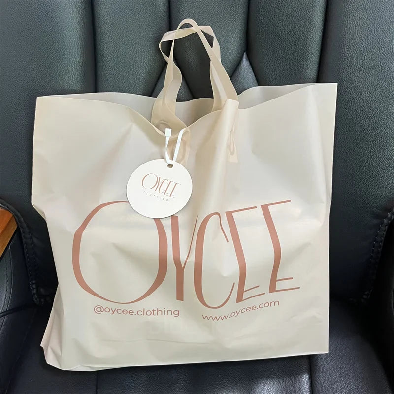 Custom Printed Plastic Tote Bags with Handles, Advertising Promotional Shopping Bags for Business, Events, or Gifts