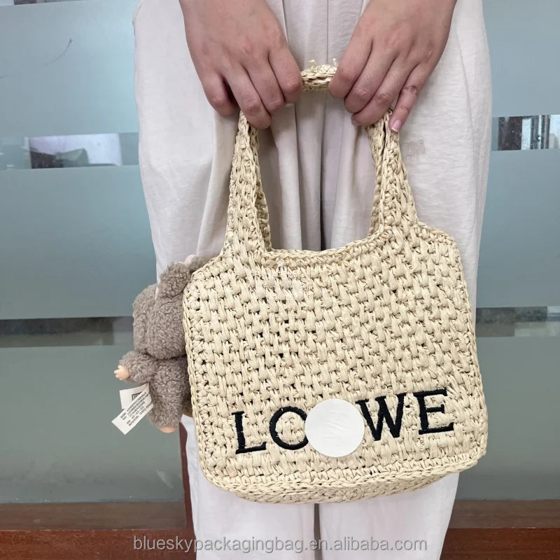 OEM/ODM Customized Luxury Women Handmade Beach Straw Tote Bag Wholesale Summer Handmade Beach Straw Bag