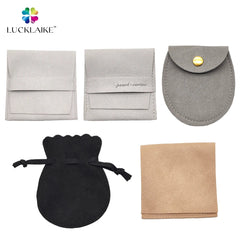 Custom Microfiber Velvet Jewelry Pouches Flannel Jewellery Envelope Bag Packaging With Logo for Coins Necklace Bracelet Earrings