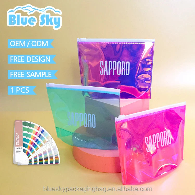 Fashion Colorful Laser Zipper Bag - Trendy Glitter Effect for Jewelry Small Business