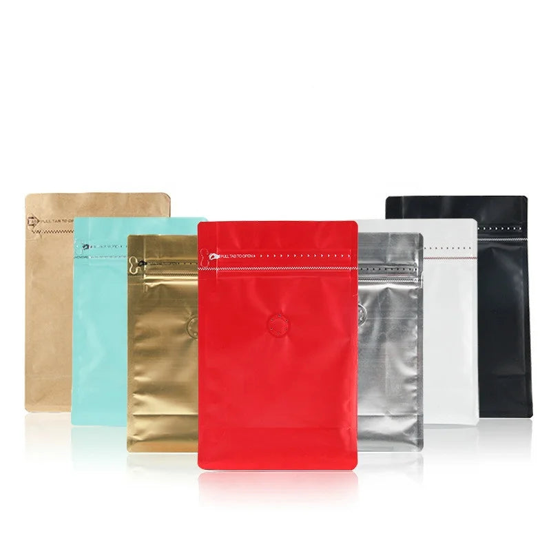 Gravure Printing Smell Proof Aluminum Coffee Pouch Flat Bottom Zipper Roasted Coffee Beans Bag with Air Valve