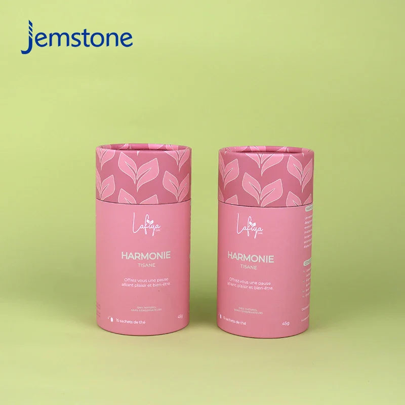 Eco-Friendly Custom Logo Round Luxury Kraft Cardboard Food Tea Bag Coffee Beans Powder Paper Tube Loose Tea Cylinder Packaging