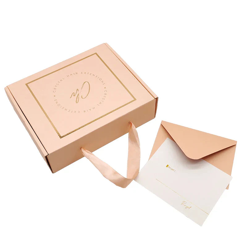 Customized Shipping Carton Beige Zipper Tear Strip Line Cosmetic Wig Boxes Custom logo Packaging Box for Packiging