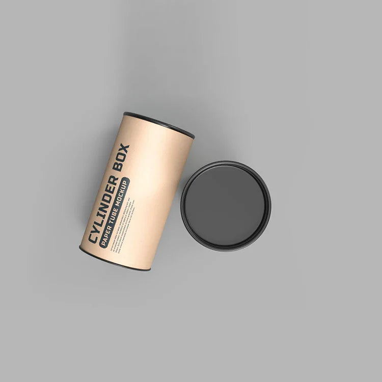 Custom Printed Round Kraft Paper Tubes Packaging Cylinder Cardboard Tea Cans Paper Jar Attached Lid