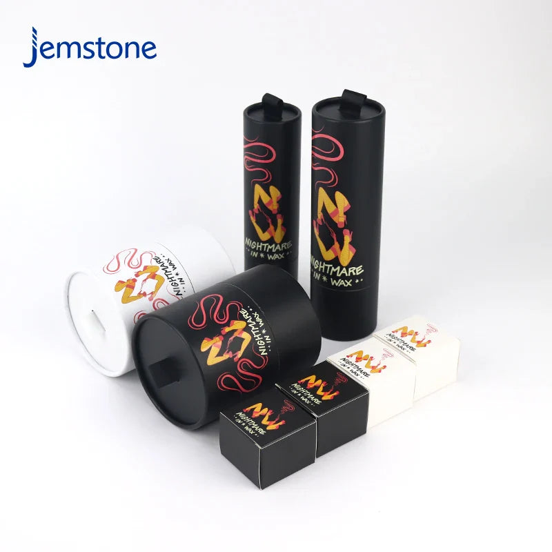 Wholesale Custom Perfume Cylinder Packaging Black Kraft Paper Cardboard Tea Coffee Tube Luxury Curled Edge Candle Paper Tube
