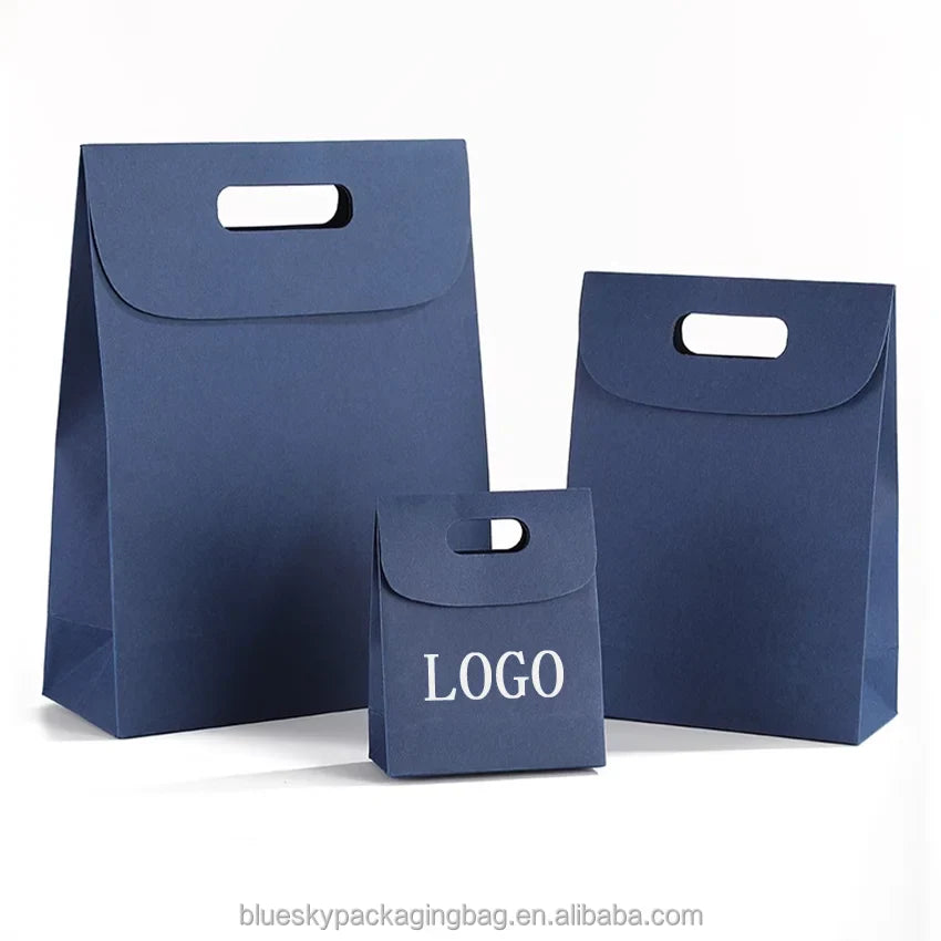 Stylish Open-Top Paper Tote Bag, Glossy Coated Shopping Bag Without Handle Paper Bags for Retail Fashion Boutique Packaging Bags