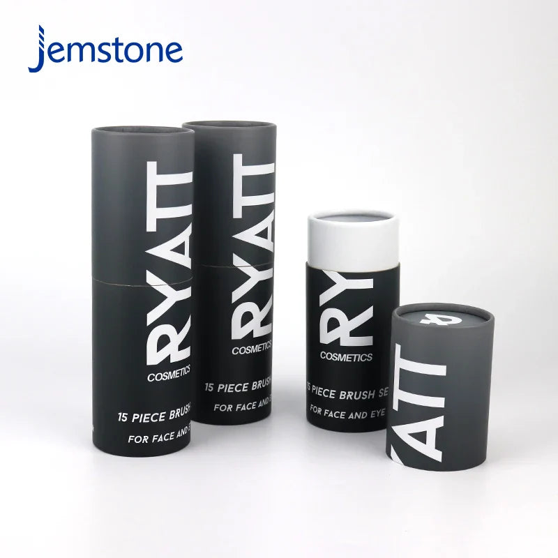 Eco-Friendly Custom logo Black Kraft Cardboard Food Tea Coffee Tube Packaging Cosmetic Perfume Essential Oil Bottle Paper Tube
