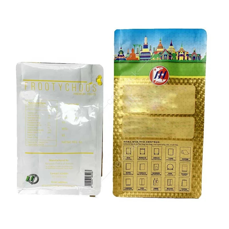 Custom Printed Reusable Dried Mango Pineapple Fruit Packaging Square Bottom Eight Side sealed Bag with Easy Tear Zipper