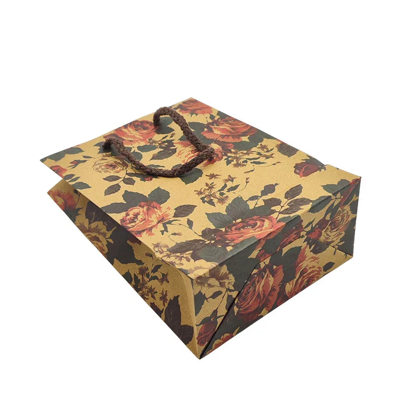 Custom Portable Personalized Craft Shopping Gift Packaging Delivery Coffee Brown Kraft Paper Bag with logo Handle Wholesale