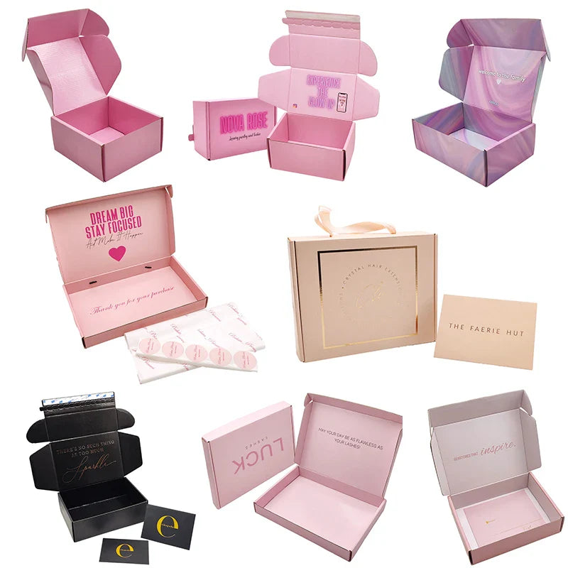 Custom Printing Recycled Hot Pink Mailers Box Printing Paper Packing Delivery Box Packaging Private Label Shipping Boxes
