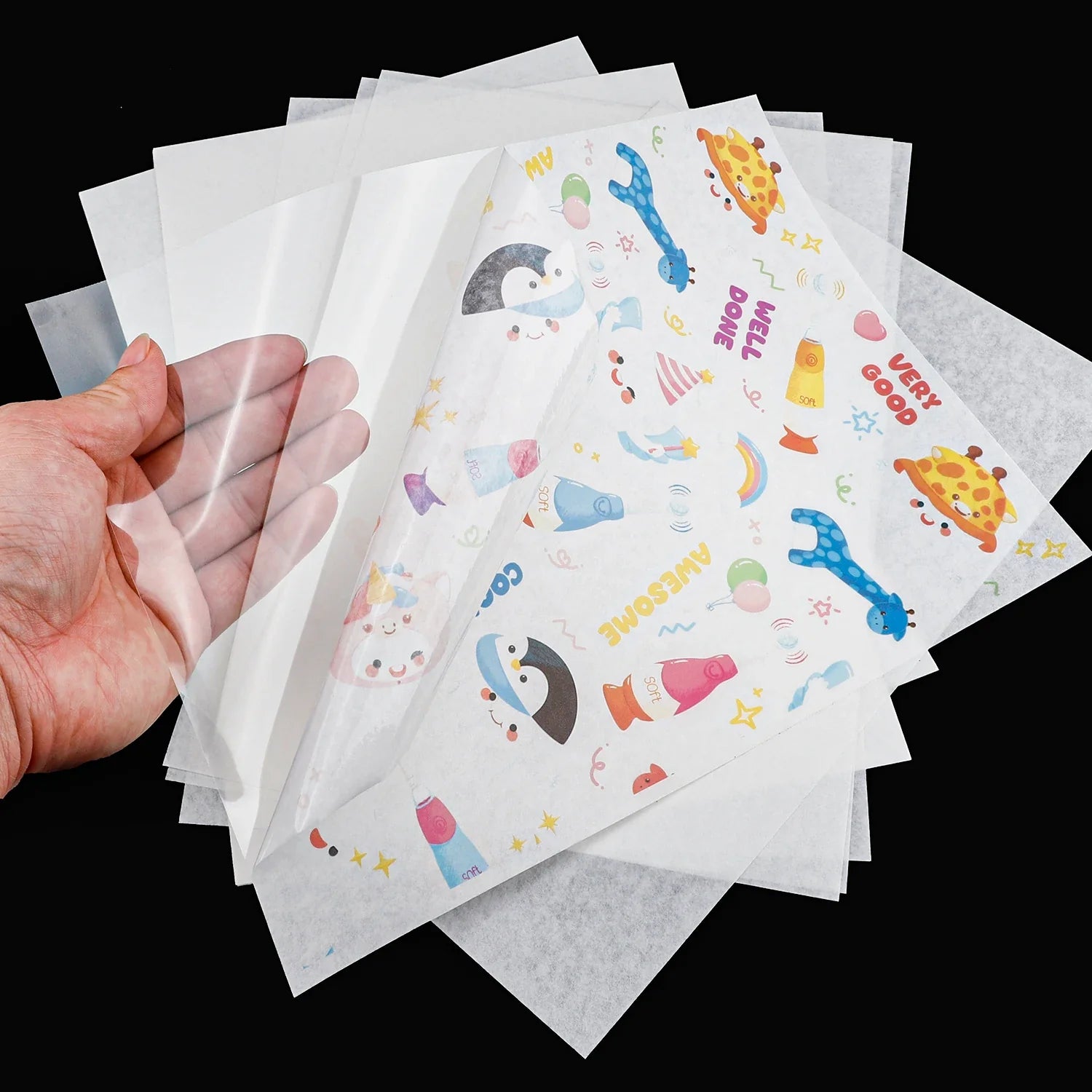 Wholesale Inkjet Printable 8.5x11 A4 Adhesive Japanese Washi Paper Sticker Sheets With Plastic Clear Backing for Inkjet Printer