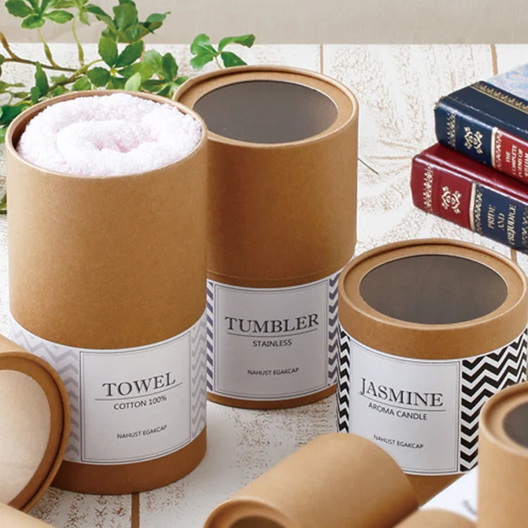 Biodegradable Kraft Clothes T Shirt Towels Cylinder Packaging Package Paper Tube