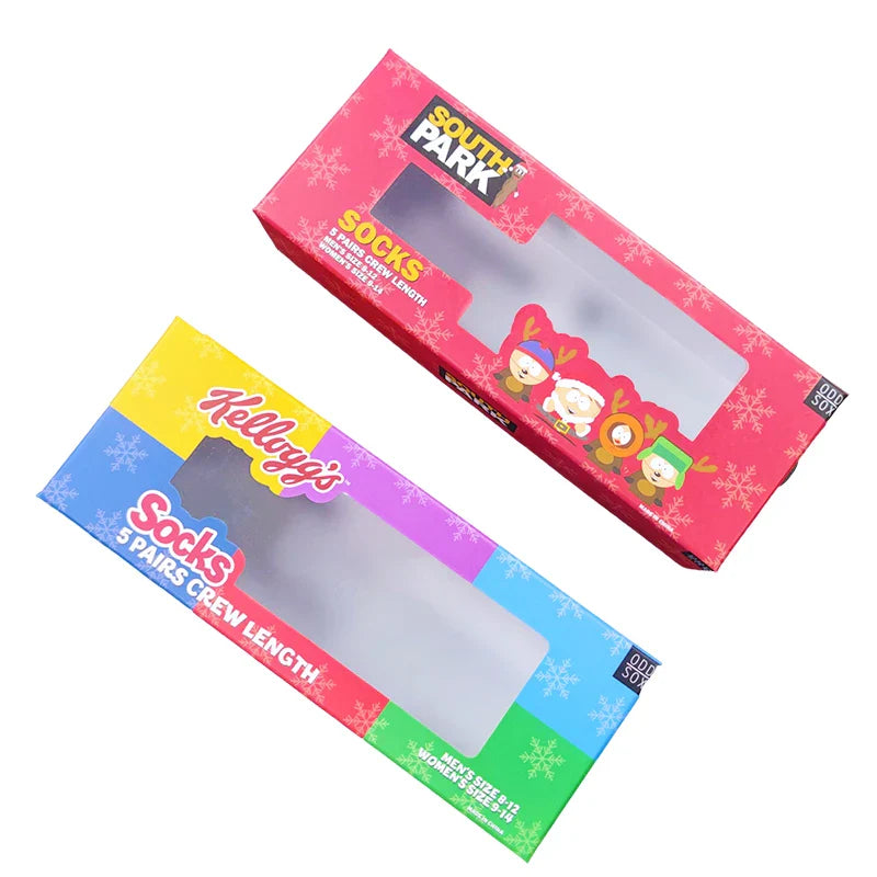 Custom Logo Eco Friendly Mens Christmas Socks Carton Packaging Paper Rigid Cardboard Lid and Base Gift Box With Window