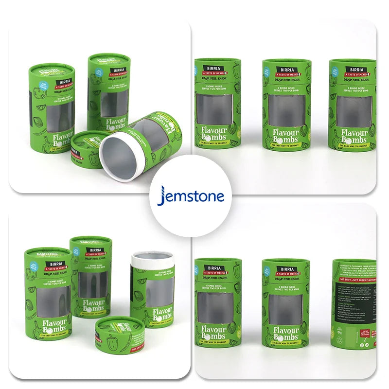 Eco-Friendly  Kraft Cardboard Cylinder Box Packaging with Window Custom Luxury Food Tea Coffee Candle Paper Tube Packaging