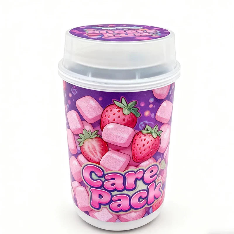 New Trend Push pop Jar 3.5g Container Stickers Gummy Cookie Clear Plastic Jars With Screw Top