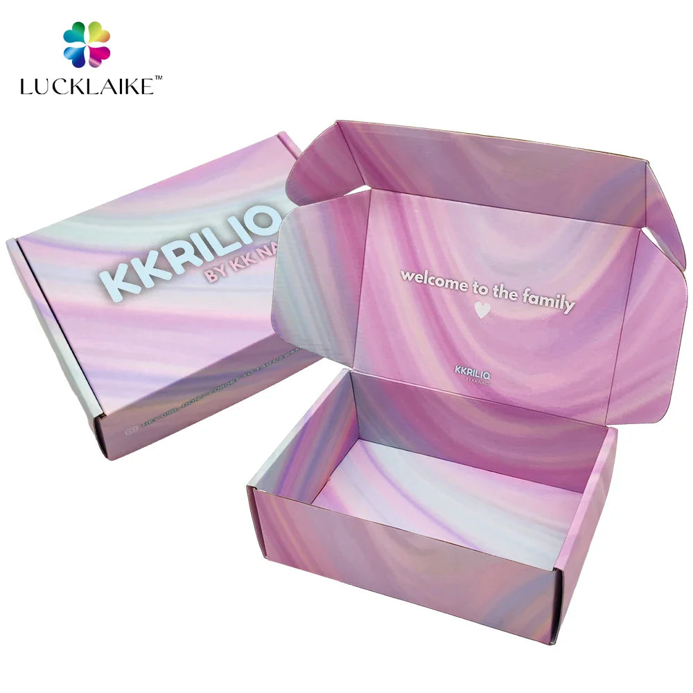 Custom Logo Corrugated Mailing Pink Folding Design Manufacturer's Carton for Delivery Packing Socks Customizable Shipping