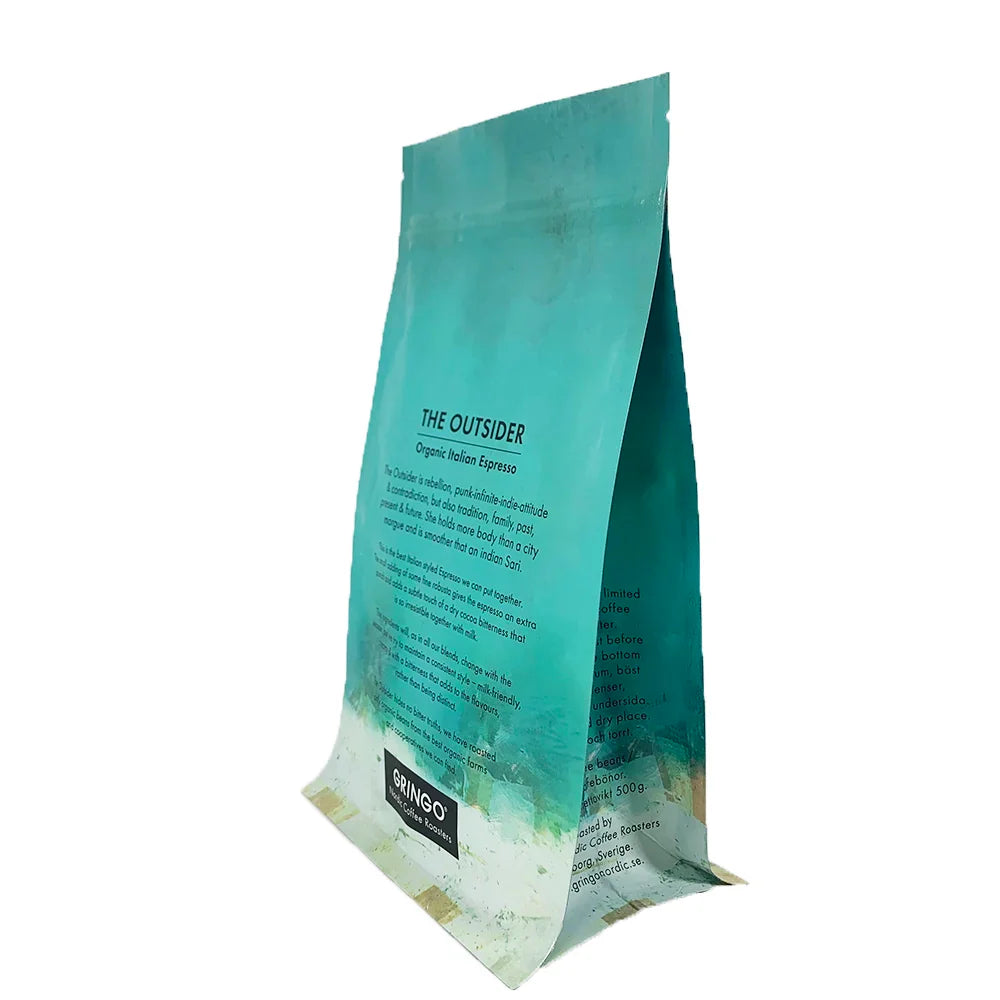 Custom Printed Empty Cafe Doypack Pouch Mylar Ziplock Stand up Coffee Packaging Bags With Valve and Zipper