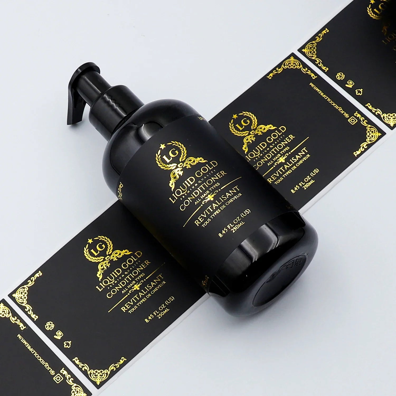 Custom Waterproof Logo Cosmetics Vinyl Gold Foil Shampoo Stickers Roll Printing Hair Product Packaging Labels for Lotion Bottle