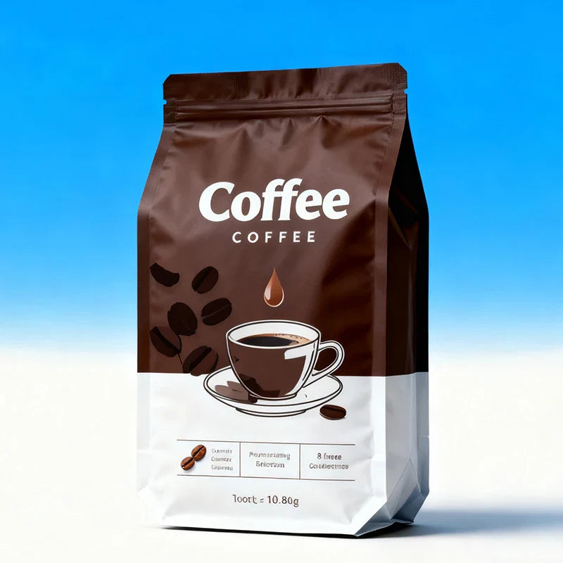 Flat Bottom Coffee Beans Pouches Powder Eight Side Seal Foil PE Composite 350g 5lb Tea Bean Square Zipper Bags With Air Valve