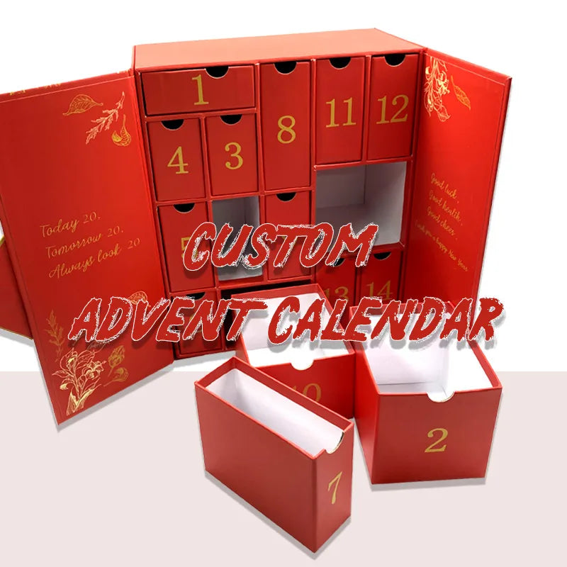 2025 Wholesale Custom Personalized Magnetic Candle Makeup 24 Days Empty Kids Christmas Advent Calendars Gift Packaging Box