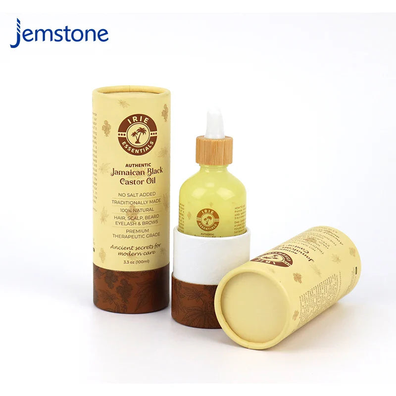 Custom Printed Eco Perfume Essential Oil Bottle Kraft Cardboard Cylinder Packaging Cosmetic Skincare Paper Tube Packaging