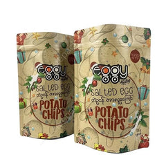 Custom Brown Kraft Paper Bag Stand up Pouch Potato Chips Snack Christmas Packaging Oat Biscuit Tea Biodegradable Zipper Bag