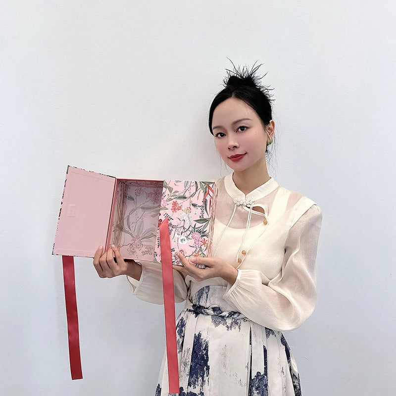 2025 Wholesale Custom Valentine Mom Day Ribbon Close Double Door Luxury Chocolate Wedding Cosmetic Jewelry Gift Packaging Boxes