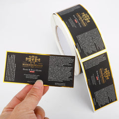 Custom Printed Gold Foil Labels Roll and Logo Hot Stamping Waterproof Embossed Stickers for Cosmetic Bottle Packaging