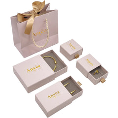 Custom Small Jewellery Paper Cardboard Ring Drawer Packaging Jewelry Box and Bag With Logo Printed
