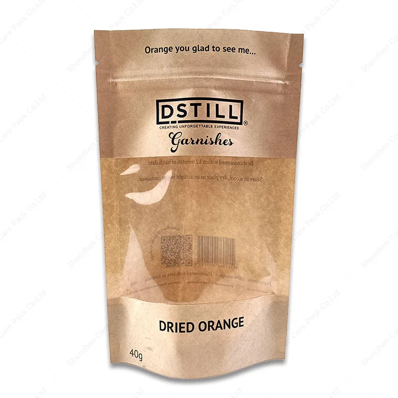 Nut Bag Packaging Compostable Tea Spices Doypack Stand-up Package Snack Recycle Kraft Dry Fruit Dried Nuts Pouches