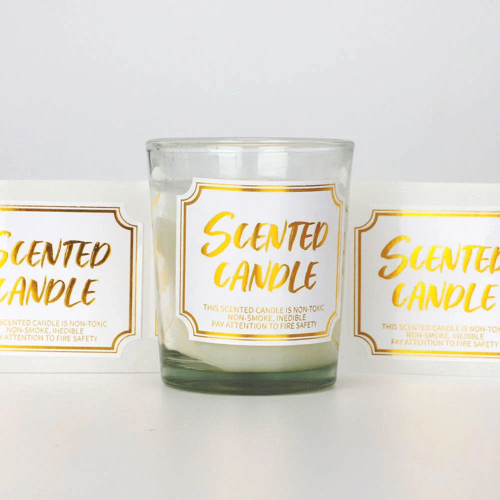 Custom Gold Foil Embossed Candle Label Logo Hot Stamping Transparent Clear Stickers Waterproof Pvc Vinyl Candle Jar Labels