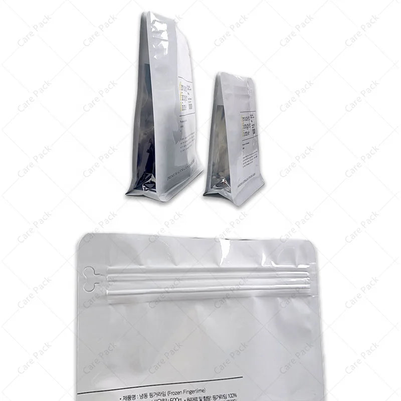 Customized Logo Wholesale Coffee Plastic Tea Coffee Bean Resealable Square Ziplock Eight Side Sealed Packaging Bag