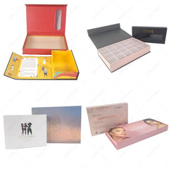 Wholesale Eco-friendly Recyclable Paper Gift Hardbox Transparent Windows Rigid Magnet Flat Cosmetic Shipping Boxes Embossed