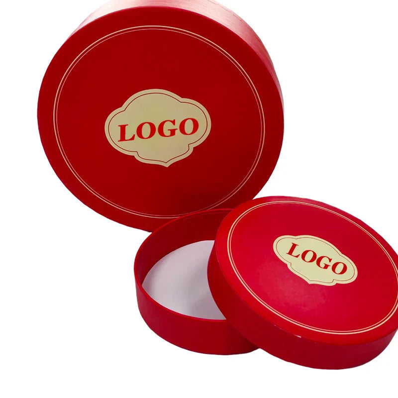 Custom Luxury Decorative Two Piece Empty Rigid Round Hard Gift Present Paper Cardboard Circle Lid and Base Box Packaging