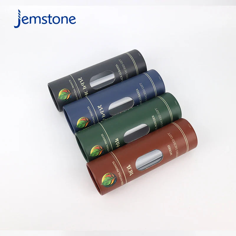 Eco-friendly Custom Printed logo Spice Collagen Powder Cardboard Cylinder Packaging Kraft Paper Tube With Window for Tea Coffee