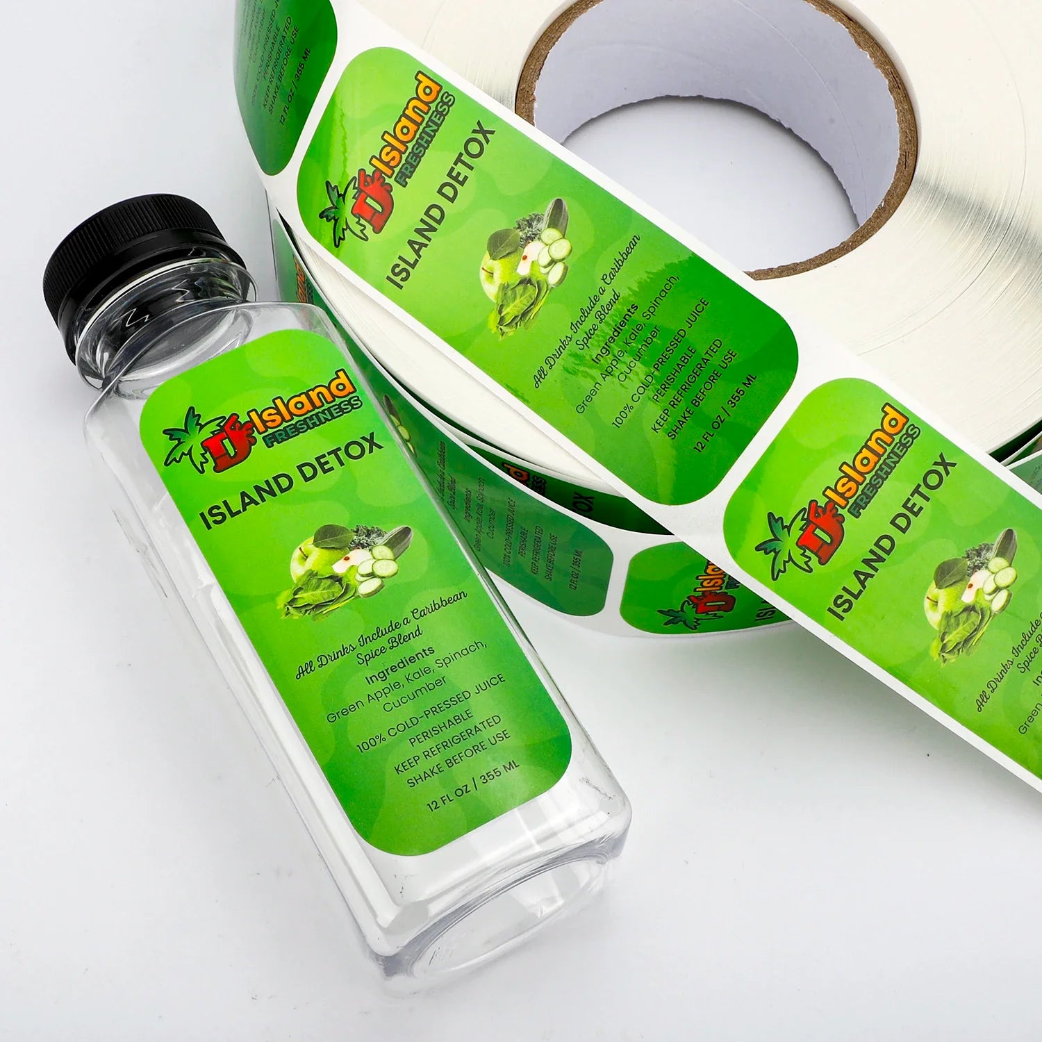 Personalized Drink Label Sticker Waterproof Customized Roll Printing Vinyl Bopp Beverage Juice Bottle with Labels for Bottle