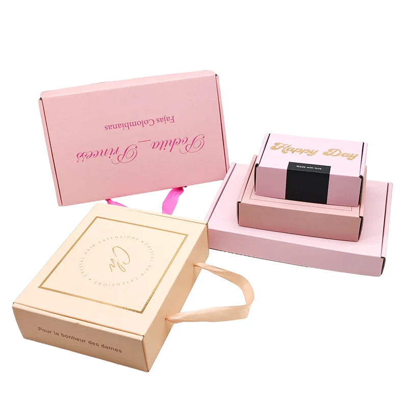 Free Design Cute Pink Anime Girl Custom Eco Corrugated Paper Mailing Boxes Packaging for Beauty / Skincare / Cosmetic Packiging