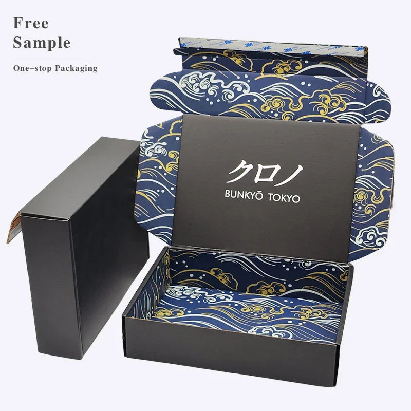 Custom Corrugated Mailer Gift Fold Box Oem Factory Gym Clothing Package Shipping Mailing Boxes With Thank You Card and Paper Bag