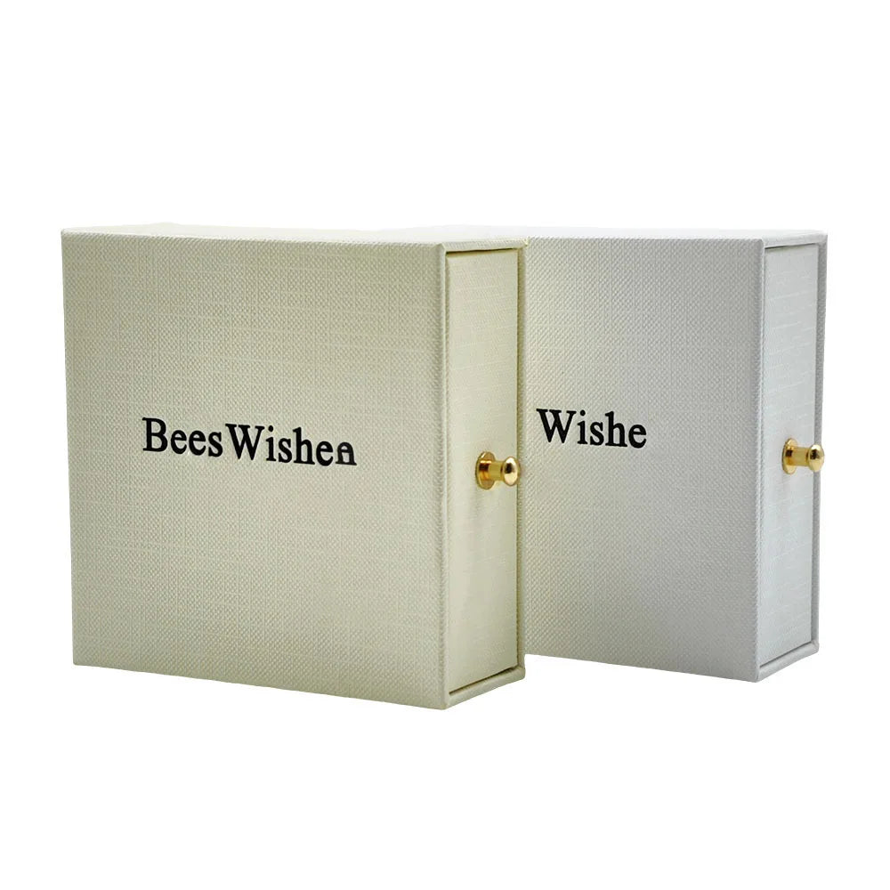 Eco-Friendly Cardboard Sustainable Necklace Ring Box Packaging White Beige Drawer Paper Gift Jewelry Package Boxes