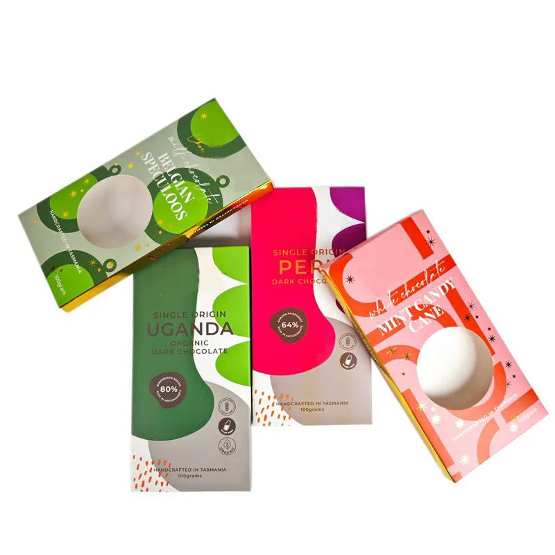 Custom Chocolate Magnet Folding Packaging Box with Round Slots Sponge Liner Matt Lamination for Food Packaging