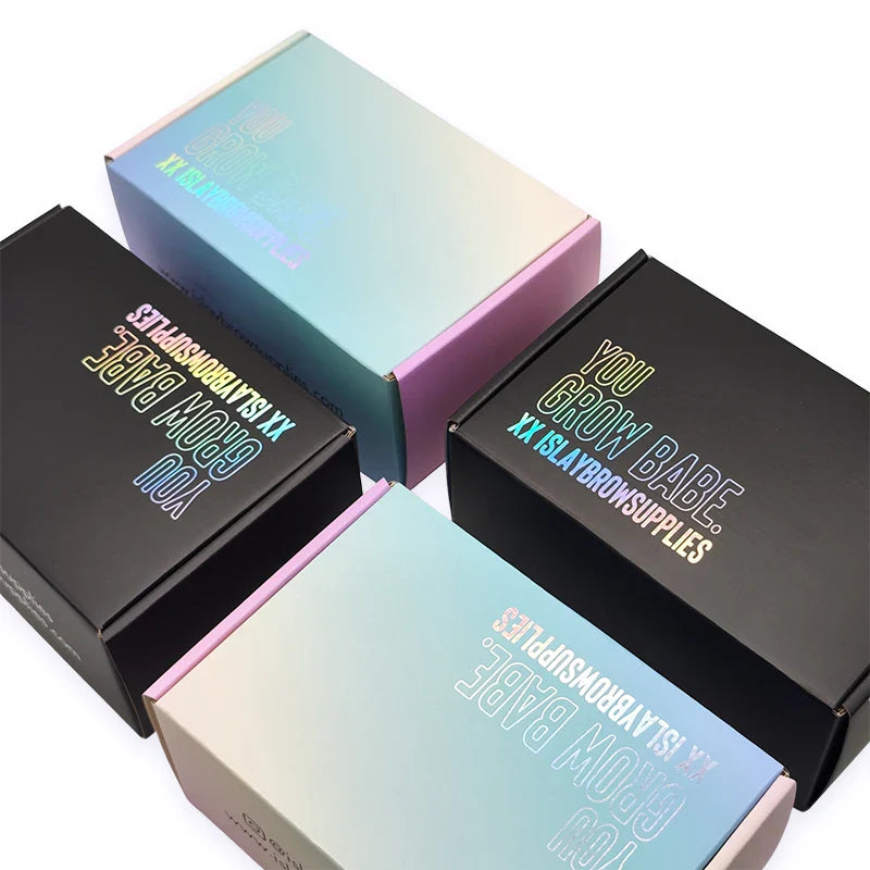 Customize Holographic Branded Cosmetics Cajas Personalizadas Corrugated Mailing Packaging Boxes with Custom logo