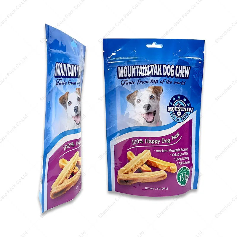 Plastic Zipper Pet Dog Food Packaging Bag with Resealable Zipper Stand up Pouch Flat Bottom Pouch Custom