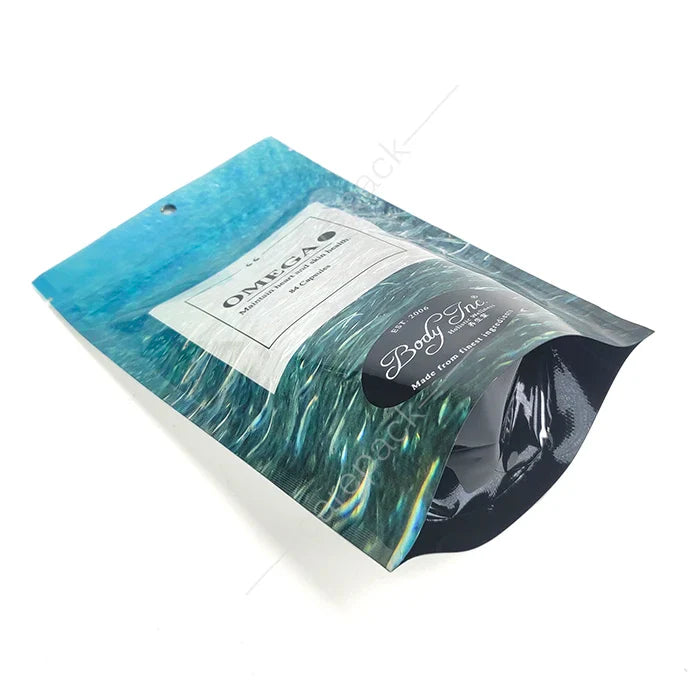 Custom Resealable Transparent Cosmetic Holographic Packaging Bag Pouch/holographic Ziplock Bag Self Adhesive Makeup Zipper Bag