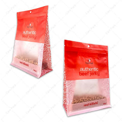 Custom Coffee Bean Snack Beef Jerky Chip Cookies Pet Food Eight Side sealed  Flat Bottom Bag Pouch With Zipper and clear Window
