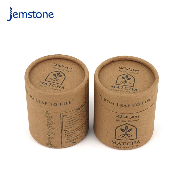 Eco-Friendly Custom Logo Food Grade Brown Kraft Tea Bag Matcha Powder Cardboard Cylinder Packaging Coffee Beans Paper Tube
