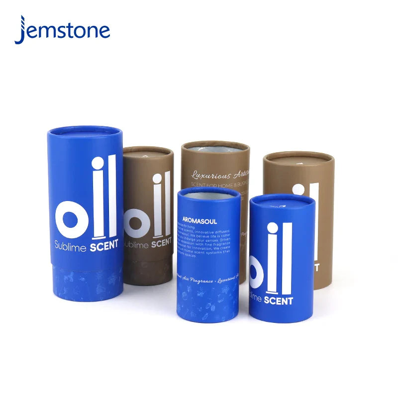 Printed logo Kraft Skincare Perfume Essential Oil Bottle Cylinder Packaging Box Cosmetic Round Push up Cardboard Tube Packaging